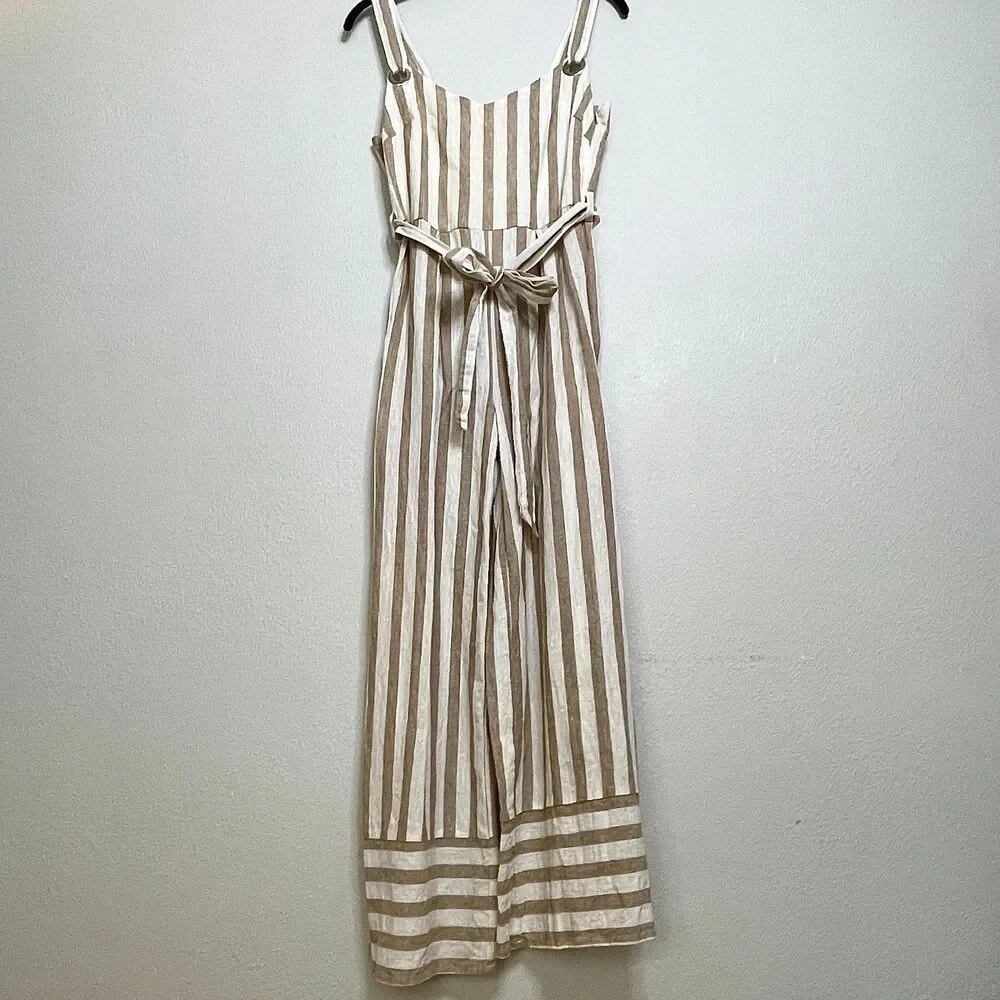 Romeo & Juliet Couture Striped Linen Jumpsuit M
